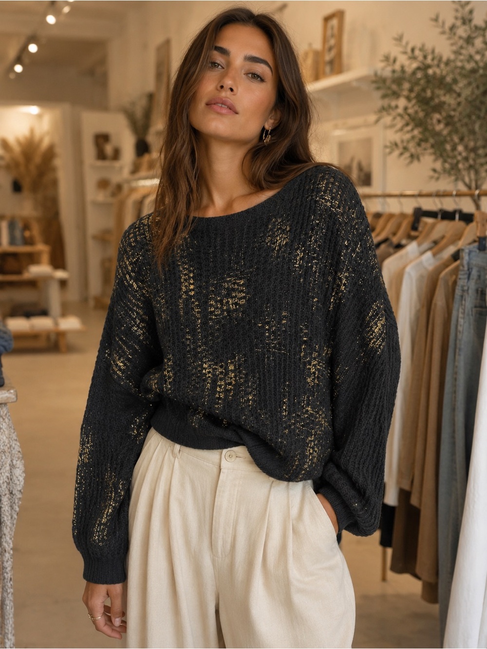 D56. From Italy 🇮🇹 Metallic Knit Women's Sweaters